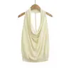 Hermana Elegante ~ Estilo Chica Caliente de Deseo Puro Espalda Descubierta Cuello Oscilante Top de Punto Halter Chaleco de Diseño para Mujer Verano