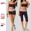 Pantalones de yoga de lunares transfronterizos de cintura alta, conjunto de dos piezas con sujetador sexy de cuello halter, atuendo para correr y fitness, conjunto de pantalones atléticos ajustados
