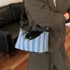 Bolso bandolera de tejido a rayas estilo casual 2026 para mujer, bolso de mano, bolso pequeño nuevo de un solo hombro de gran capacidad, súper popular