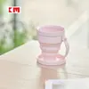 Taza de Agua Plegable con Asa Portátil para Viaje Taza de Silicona de Grado Alimenticio Camping al Aire Libre Taza para Cepillarse los Dientes y Enjuagarse la Boca con Tapa