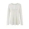 Estilo Old Money Gola Redonda Manga Longa Fina Proteção Solar Saída de Praia para Mulheres Roupa de Verão Caimento Relaxado Solto Malha Tencel