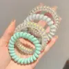 Gomas para el pelo de alambre de teléfono de color gelatina de verano para mujer, diademas de alta gama, accesorios para el pelo elásticos y duraderos