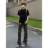 Jeans Denim Workwear Camuflado Retro Americano 2025 Calças Masculinas com Vibe High Street Nova Workwear Perna Reta Levemente Flare
