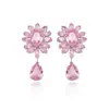 Set Transfronterizo de Joyería de Zirconia Microincrustada Europea y Americana con Diseño de Pétalo Rosa y Gota de Agua, Cadena para Clavícula Estilo Ins para Uso Diario