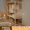 Estantería de alta calidad, armario, dormitorio, fácil de montar, adecuado para apartamentos de alquiler, perchero de metal de estilo abierto, estante de almacenamiento y armario de almacenamiento