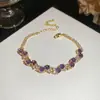 Pulsera de Cierre de Flor con Circonita, Chapada en Oro Real de 18 Quilates, Pulsera Retro de Moda y Exquisita, Joyería de Lujo Ligero y de Gama Alta para Mujeres