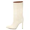 Moda europea y americana talla grande puntada de punto Botas de pedal de PU blanco Suministro de comercio exterior Amazon AliExpress
