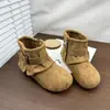 Botas para Niñas 2026 Otoño Nuevo Estilo Coreano Pantalones Anchos Botines Cortos Dobladillo Hebilla Más Terciopelo Baby Birkenstock Botas Vaqueras