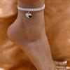 Accesorios de Pedrería de Venta Caliente Transfronterizos Versátiles Moda de Verano Tobillera Doble Corazón Tobillera para Mujer con Diamantes de Alta Calidad