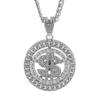 Moda Douyin Plato Giratorio de Dólar Collar Completamente de Diamantes Hip Hop Callejero Rap Europeo y Americano Colgante de Dólar Giratorio HIPHOP