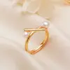 Anillo de Perla Genuina de Agua Dulce Zhuji para Mujer, Diseño de Cruz con Perla Blanca, Ajustable, Nicho de Lujo Ligero, Sensación de Alta Gama, Anillo para Dedo Índice