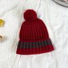 Bola de Pelo Rayada Otoño e Invierno Protección para Orejas Cálido Color Contrastante Bola de Pelo Sombrero de Lana Moda Infantil Protección para Orejas de Punto Sombrero de Punto