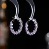 Pendientes de Cristal de Circonita Super Brillantes Pendientes de Aguja de Plata Look Adelgazante para Rostro Redondo Pendientes de Círculo Grande Circonita Brillante Pendientes Exquisitos para Mujeres