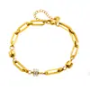 Pulsera Casual de Acero Inoxidable, Cadena Cruzada Básica de Moda para Mujer, Acero de Titanio Chapado en Oro Accesorios Elegantes de Nicho