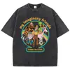 Camiseta Vintage Lavada Estilo Nuevo 2025--Xingyue Estilo Europeo y Americano Elegante Algodón Estampado Manga Corta Cuello Redondo
