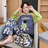 Pijamas nuevos transfronterizos para niños, traje coreano de cuello redondo y manga larga, ropa de hogar de dibujos animados para padres e hijos, ropa para niños al por mayor