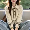 2026 Suéter Cardigan de Punto con Cuello de Muñeca Estilo Coreano Little Chanel Prendas de Abrigo para Mujer Otoño Nuevo Chic Reductor de Edad