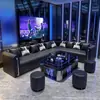 Sofá KTV Bar Lounge Música Sala de Karaoke Cabina de Sofá Juego de Mesa de Café Brillante de Lujo Esquina en Forma de U