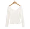 Sy9179-25 Novo Estilo de Verão Estilo Americano Puro Estilo Lust Sexy Ombro Direito Manga Longa Slim Fit Camiseta Camada Interna