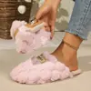 Nuevas pantuflas peludas para casa en stock transfronterizas, pantuflas cálidas para primavera y otoño, pantuflas de algodón para interior para parejas de hombres y mujeres, venta al por mayor
