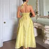 Transfronterizo Nuevo Patrón en Relieve Tridimensional Retro Europeo y Americano Cuello en V Sin Mangas Falda Amplia Vestido para Mujer