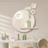Pintura Decorativa de Restaurante Estilo Creme com Arranjos Florais 3D e Plantas Verdes Reais, Novo Modelo 2025, Arte de Parede Fresca e Simples para Sala de Jantar