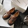 Primavera 2025 Nuevo Estilo Coreano Simple Hebilla Metálica Punta Cuadrada Mocasines Piel Vacuna Cordones Plataforma Tacón Alto Zapatos de Una Capa para Mujer