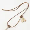 Corda de Couro Wax Cor Marrom Claro Cordão de Couro Colar Cordão Pingente Vertical de Pedra Dzi Cordão para Pendurar Pingente de Jade Corda para Pendurar