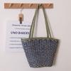 Bolso de Paja Tejido a Mano de Color Contrastante de Diseño de Nicho, Bolso Tejido de Sarga Simple de Estilo Nuevo, Bolso de Playa para Vacaciones en la Costa para Mujer