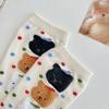 Meias de Urso com Flocagem e Bolinhas Femininas Meias Finas de Barco para Primavera e Verão Tendência Ins Fofas Desenho Animado Meias de Estudante Dongdaemun