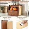 Caja de almacenamiento de pan de madera para uso doméstico con cajones, caja de almacenamiento de cocina con tapa enrollable a prueba de polvo, caja de almacenamiento de frutas