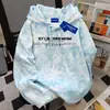 Sudadera con capucha holgada estilo campus americano para mujer 2025 Estampado de letras Otoño e Invierno Tie-Dye