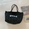 Bolsa de Ombro Fresca com Bolinhas Estilo Coreano Shuai Mi Home Nova Bolsa Tote Estilo Ins com Estrelas Bolsa de Tecido Simples Listrada para Mulheres