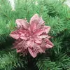 Cruzamento de Fronteiras Nova Flor Artificial Natal Dourada Pó Guirlanda de Natal Acessórios Decoração de Árvore de Natal Flor de Natal de Três Camadas