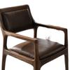 Silla de Comedor de Nogal Negro Norteamericano Silla de Ocio con Respaldo de Cuero Suave Madera Maciza Silla de Lectura con Reposabrazos Estilo Italiano Simple para el Hogar