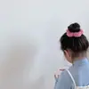 Nuevo tejido de primavera cuadros flor tridimensional anillo para el pelo cuerda para el pelo de niños cuerda para la cabeza bola