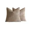 Funda de almohada de pana a rayas minimalista nórdica, funda de cojín de felpa de color liso retro americano, funda decorativa para muebles suaves de otoño e invierno