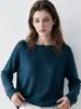 Suéter tejido de un solo hombro para mujer, con sensación relajada francesa, de Tencel, lana y cachemira, top de manga larga para usar como capa base