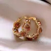 Pendientes de Aro Retro Maillard para Otoño e Invierno para Mujer, Diseño de Nicho, Pendientes de Alta Gama, Joyería para Orejas Única, Exquisita y Versátil