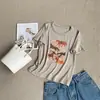 Camiseta Casual Versátil com Estampa de Pônei Lantejoula Verão 2026 Manga Curta Desenho Animado Jovem para Figuras Baixas Tendência