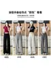 Calça esportiva feminina cinza 2026 nova outono cintura alta drapeada pantalona justa para pessoas baixinhas calça de moletom casual para yoga