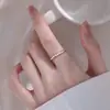 Anel Fino de Diamante para Mulheres, Estilo Japonês e K, Círculo Fino de Nicho, Pequeno Anel de Diamante, Abertura Exquisita, Anel Aberto de Ouro Empilhável