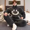 Pijama de Coral para Hombre, Invierno, Cuello Alto, Cremallera, Estilo Nuevo, Adolescentes, Estudiantes de Secundaria, Cálido, Estilo Otoño/Invierno, Sudadera con Capucha