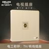 Delixi Socket de Interruptor Ultradelgado Panel de Enchufe Grande Plano Enchufe Dorado Marco de Acero Dorado Shisha Panel Simple 86