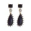 E15681 Pendientes Retro de Piedra de Gema Colorida en Forma de Gota de Agua para Mujer, Sensación de Alta Gama, Pendientes Largos con Pedrería, Estilo de Nicho, Joyería Transfronteriza