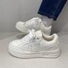 Estilo Rompedor Chic de Nicho Zapatos de Plataforma de Mezclilla Tipo Pan para Mujer Tendencia Versátiles Zapatos de Skate Aumentadores de Altura Blancos para Estudiantes Mujeres