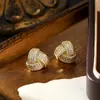 Brincos Tecidos Triangulares Vazados Micro-Incustados em Prata S925 com Toque de Luxo, Exquisitez em Banho de Ouro Real, Brincos Modernos e Elegantes