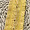 Borda Ruffle Xadrez Colorido de 2,5cm com Borda de Folha de Lótus, Bainha, Punho com Elástico e Material Franzido