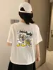 Ying+ Treze Linhas Pintado Pato Donald Carta Floco de Neve Algodão Camiseta Gola Redonda Emagrecedora Versátil Manga Curta Verão M50-6025