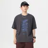 Camiseta de Verano 2025 Imitación Agua Manga Corta para Hombre Holgada Talla Grande Estampado Japonés Cuello Redondo Media Manga Transpirable de Moda